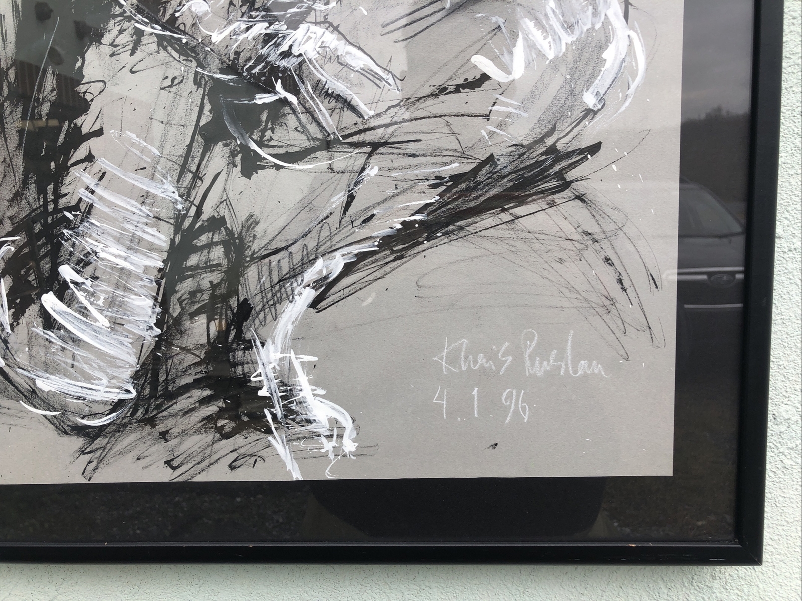Signed Ruslan Khais 4 1 96 Gouache Of A Nude Female 29 1/2” X 14 1/4” X 1 3/4”