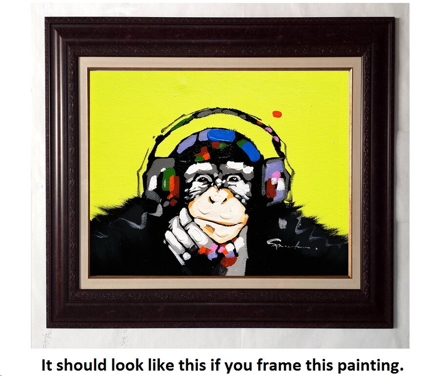 Monkey and Music, 8×10 Hand painted on Giclee Canvas, Canvas-only