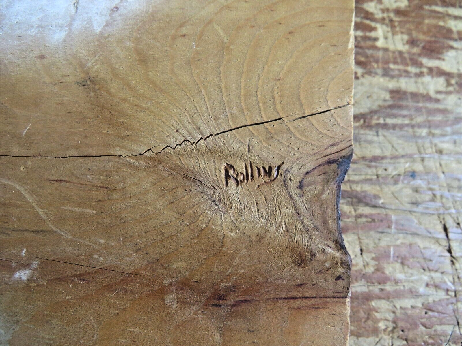 vtg Original Wood Burning painting Moose Lake/Forest – Leonard Rollins