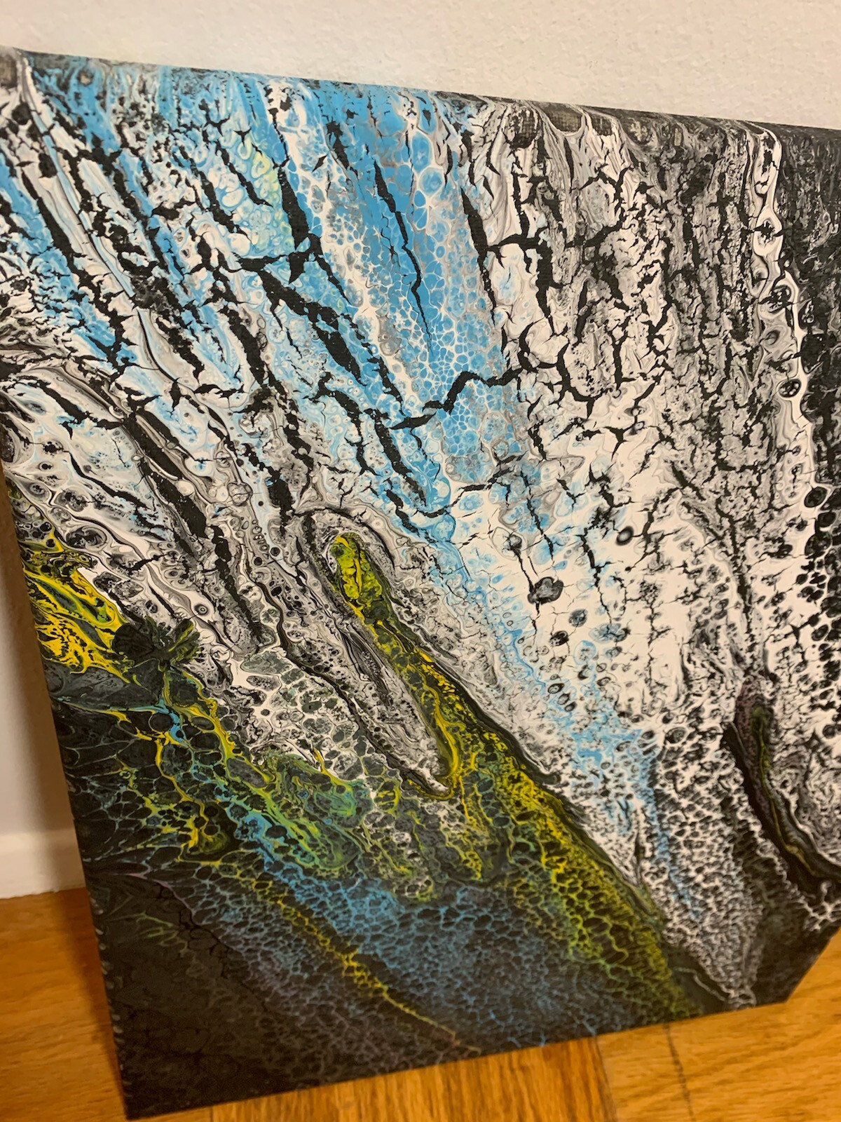 Riptide Painting – Blue & White – 16 X 20 Inches – Nice Texture – Original