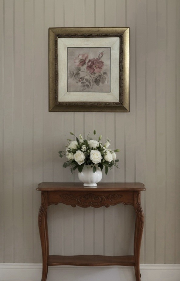 Cheri Blum Burgundy Rose on Antique Linen Framed Art Print Gold Ornate Frame