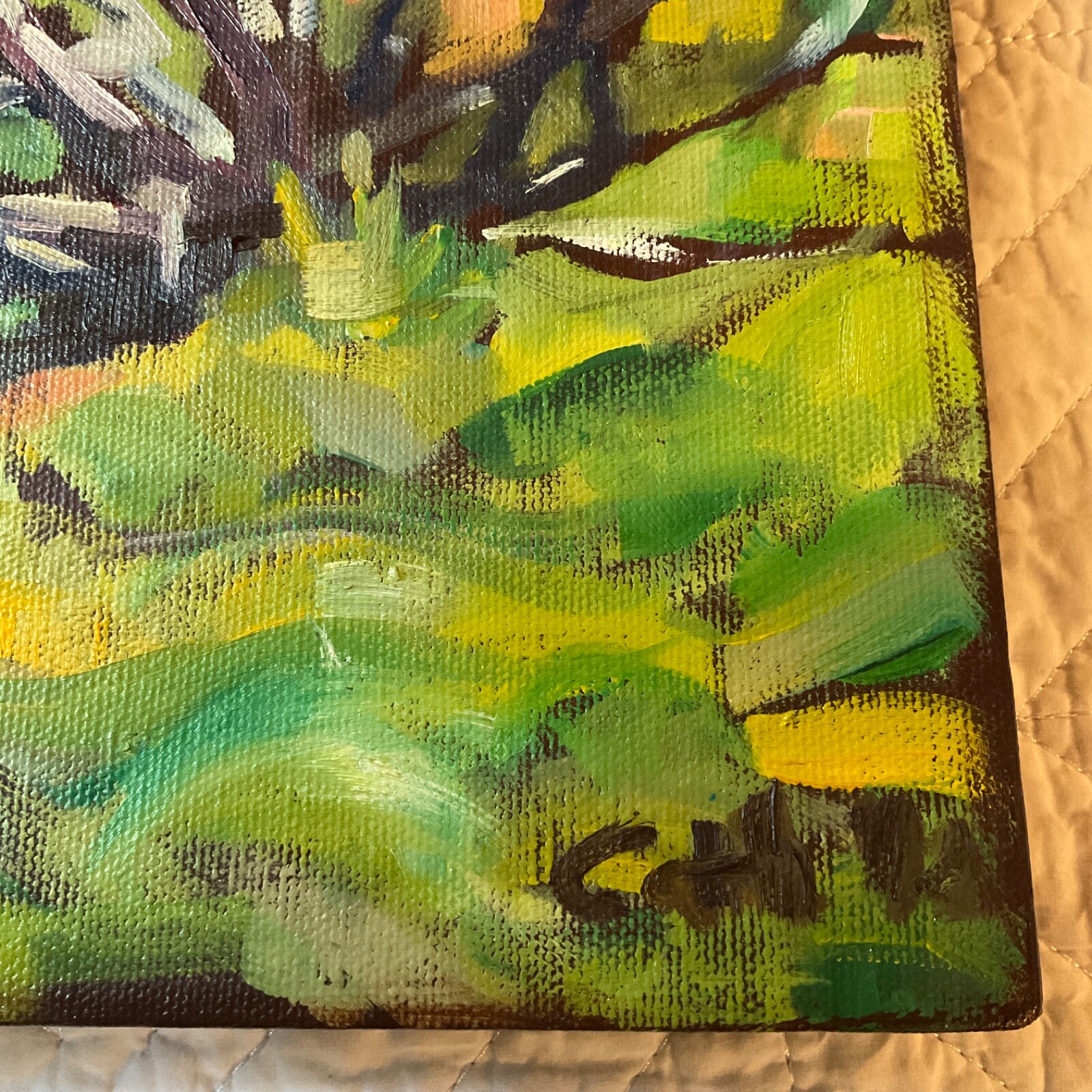 Impressionist landscape original acrylic PAINTING trees signed wall art modern