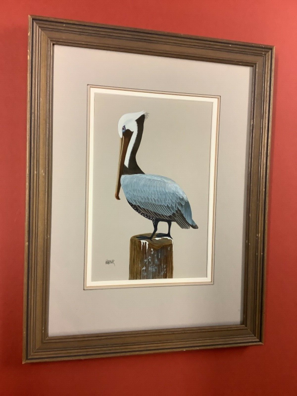 Lori Warner Watercolor Blue Pelican Warner Galllery Simsbury Connecticut