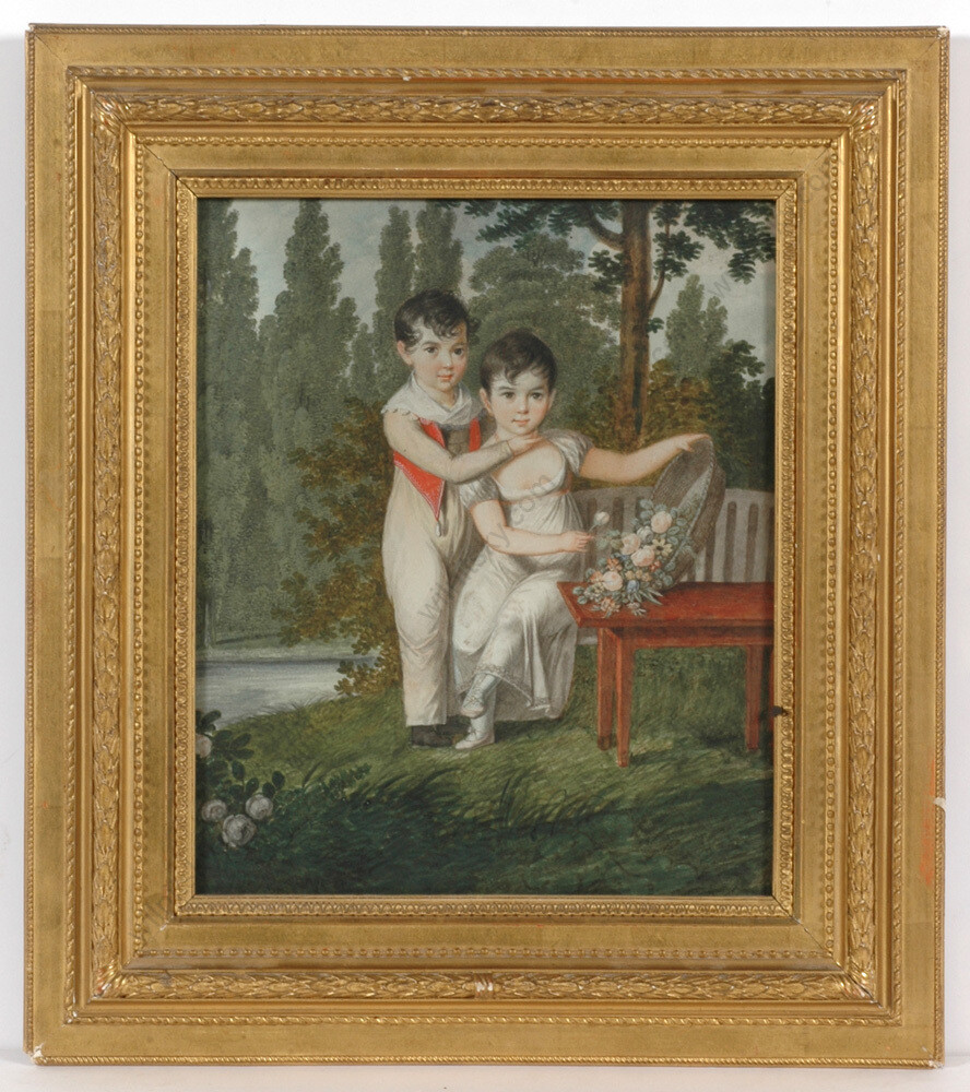 Karl Heinrich Kuechelbecker (fl.1810/20s) «Little Siblings in Palais Park» 1810s