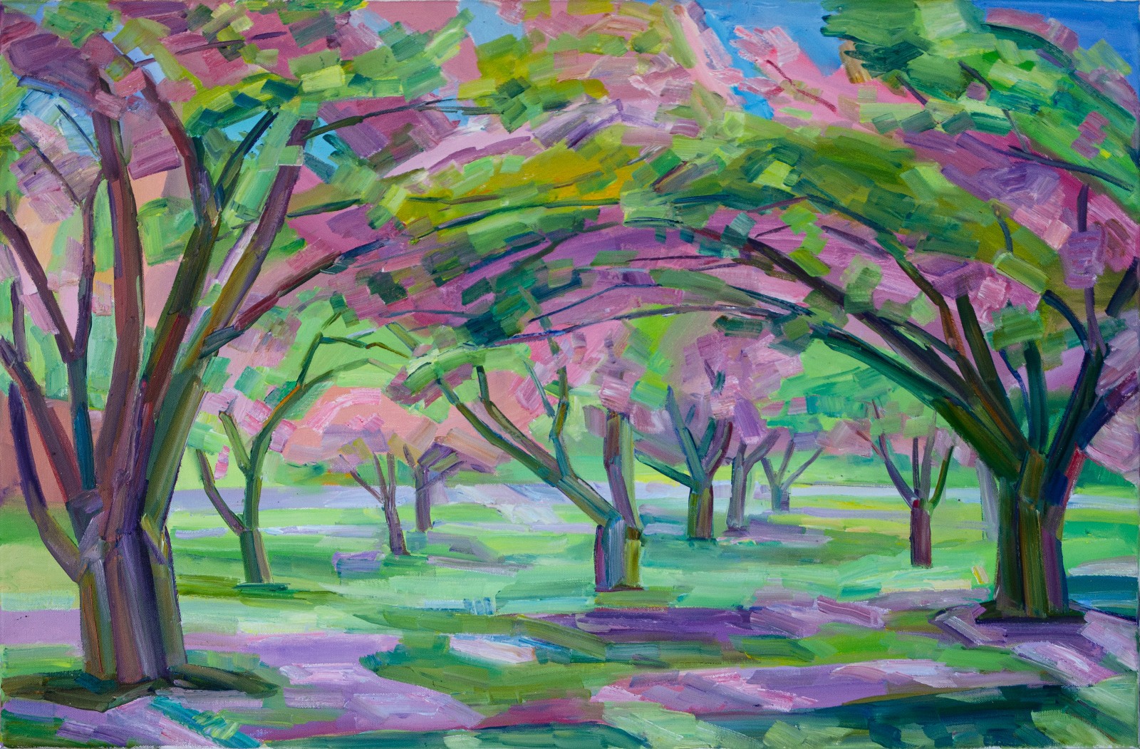Original Cherry Blossom Landscape – Oil Painting by Nikolay Budylin, Signed Art