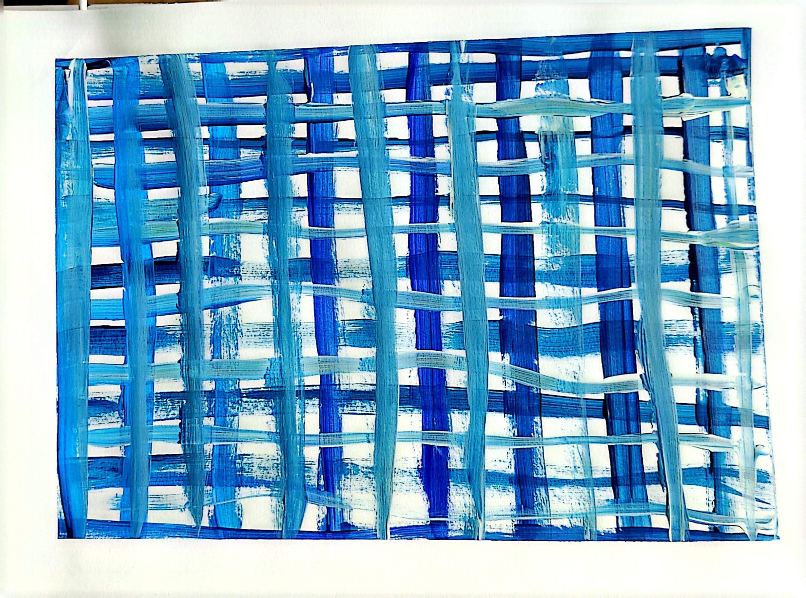 Blue Abstract Woven Pattern Contemporary Expressionist 12×12 Paper