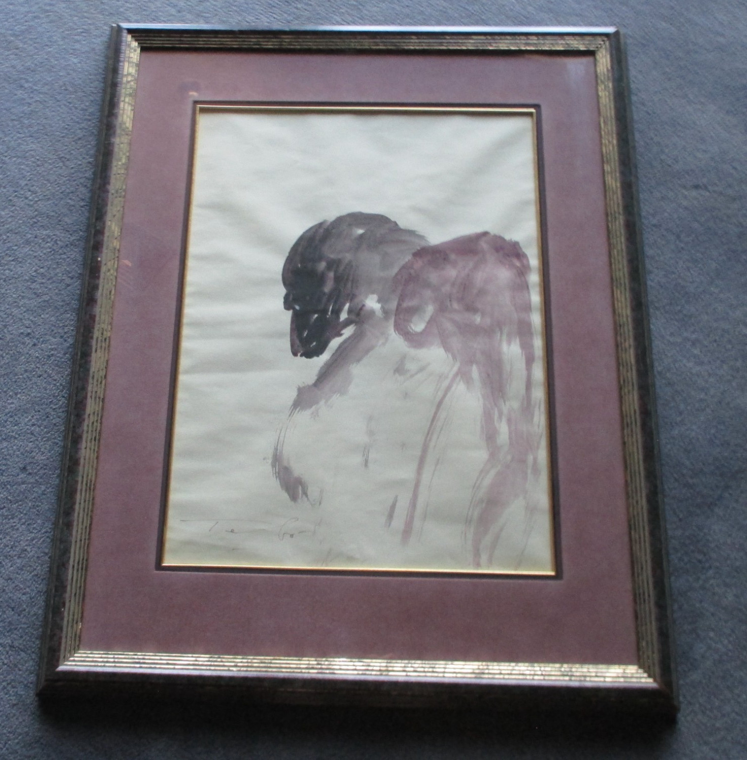 Sacha «TEBO» Thebaud Original Watercolor on Paper Signed by the Artist, Framed