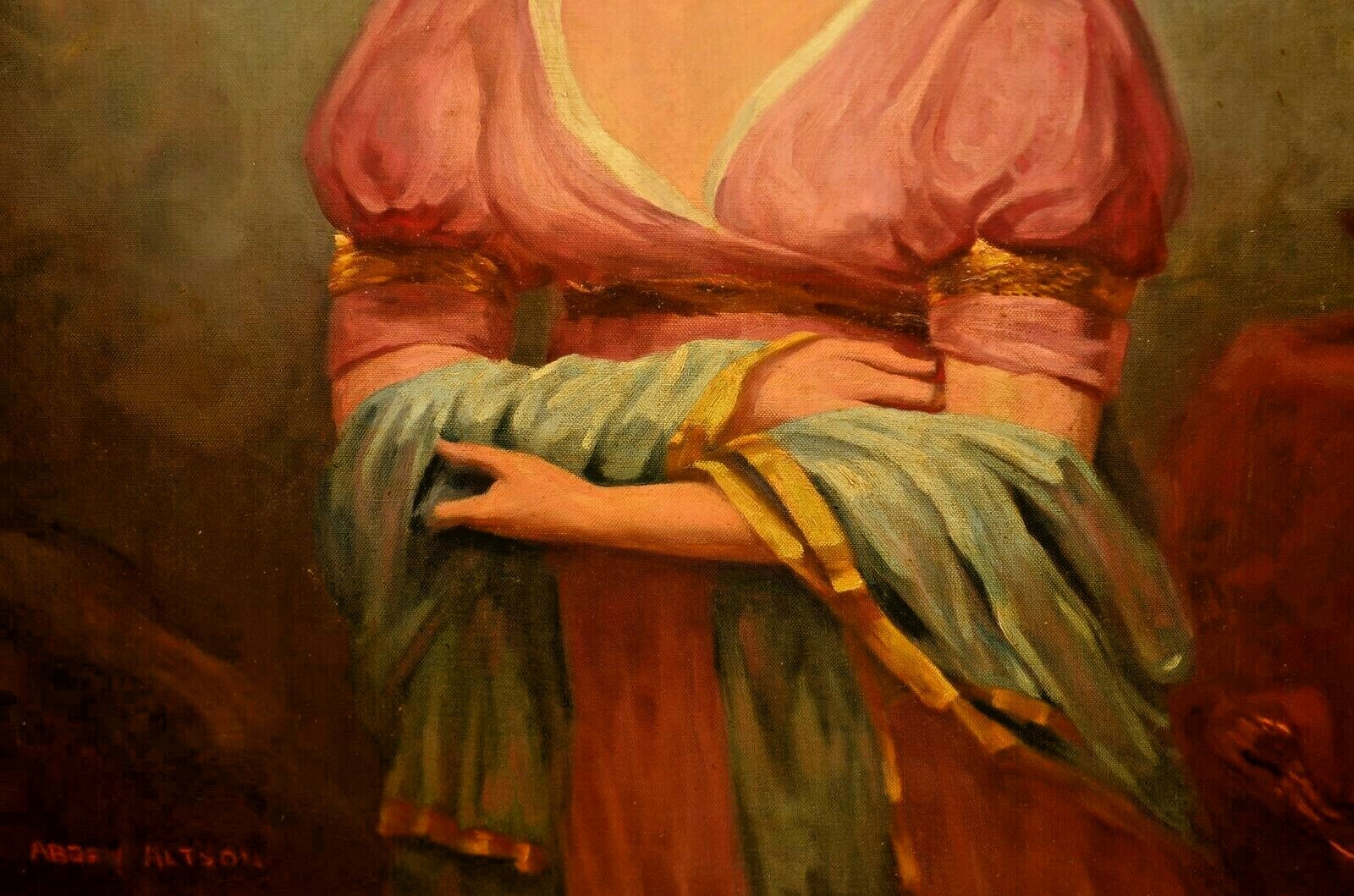 ABBEY ALTSON Original Signed Female Figure Moonlight Lady Portrait Oil Painting