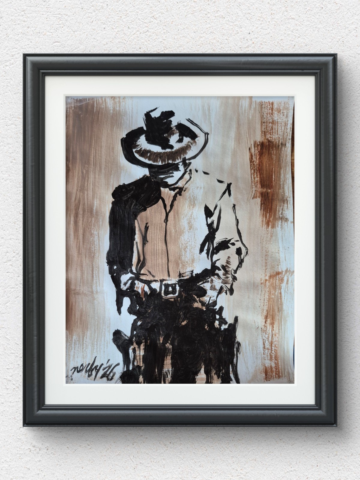 Original Contemporary 11×14 Western Expressionist Acrylic Signed Home Decor P111