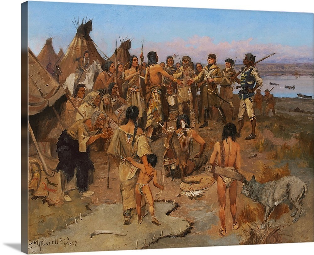 Canvas Wrap Giclee Art Lewis And Clark & Indians Charles Russell 16×24
