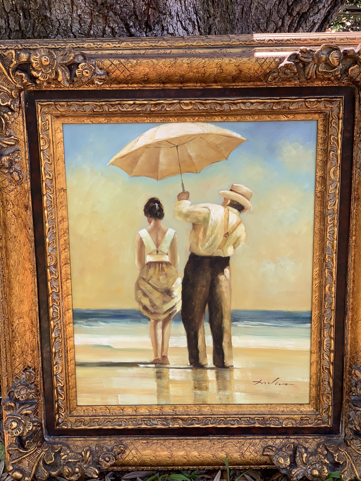 Jack Vettriano Copy of Oil On Canvas Carved Ornate Frame famous Singing Butler