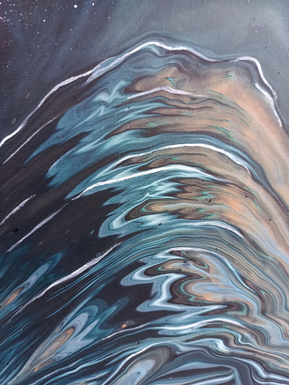 Midnight Ocean Wave Art Deep Teal Calm Coastal Night Original Painting, 10×10
