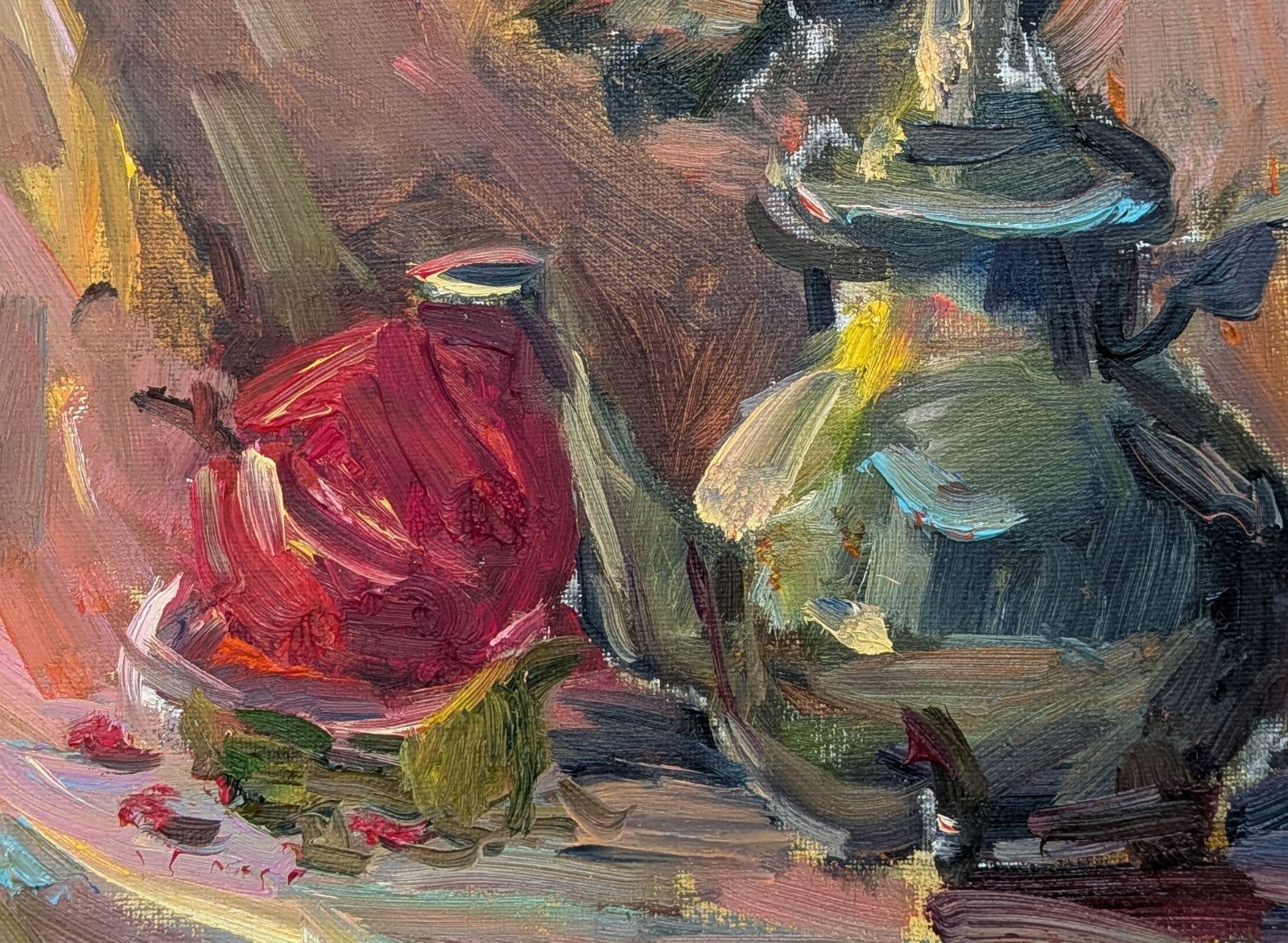 art 114 original oil painting canvas Still Life Art – Cultural Decor 12×12 in