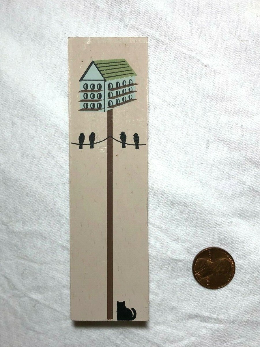 Vintage Naive Painted Village Martin Bird House on Pole Wood Model Folk Art