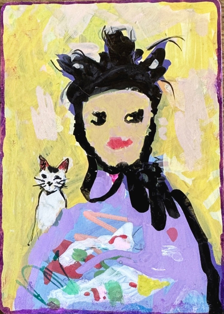 ACEO Original Painting. Cat Paintings. Whimsical Cats. Miniature Paintings