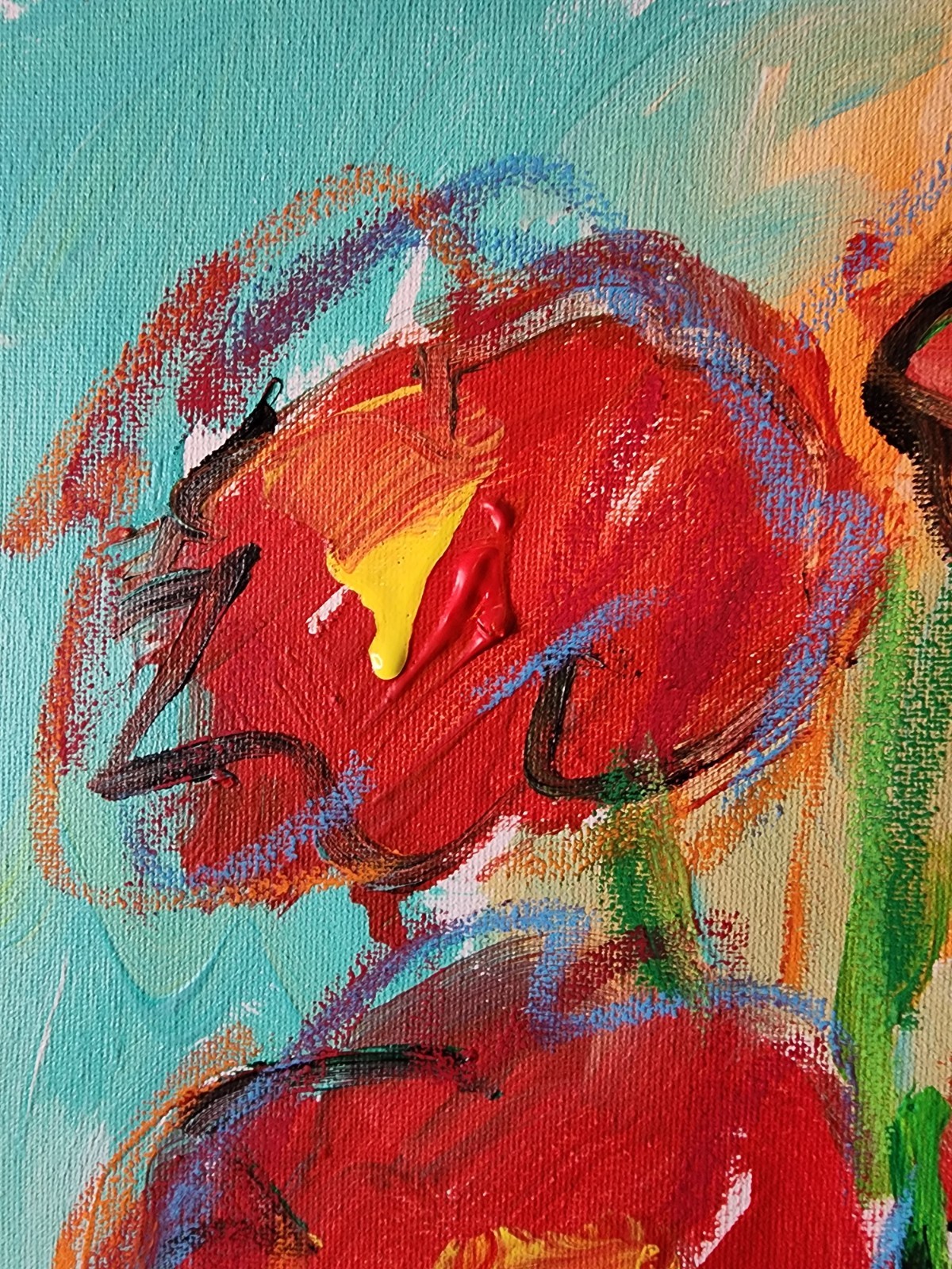 Aleph Original Flower 14×11 Abstract Expressionist Wall Art Painting Canvas