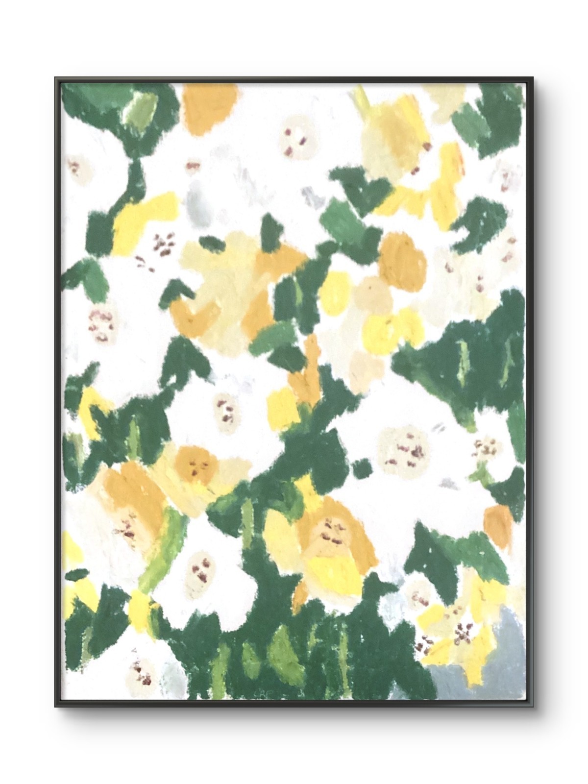Textured Abstract White Yellow Spring Wedding Flowers Canvas Art Original 11×14