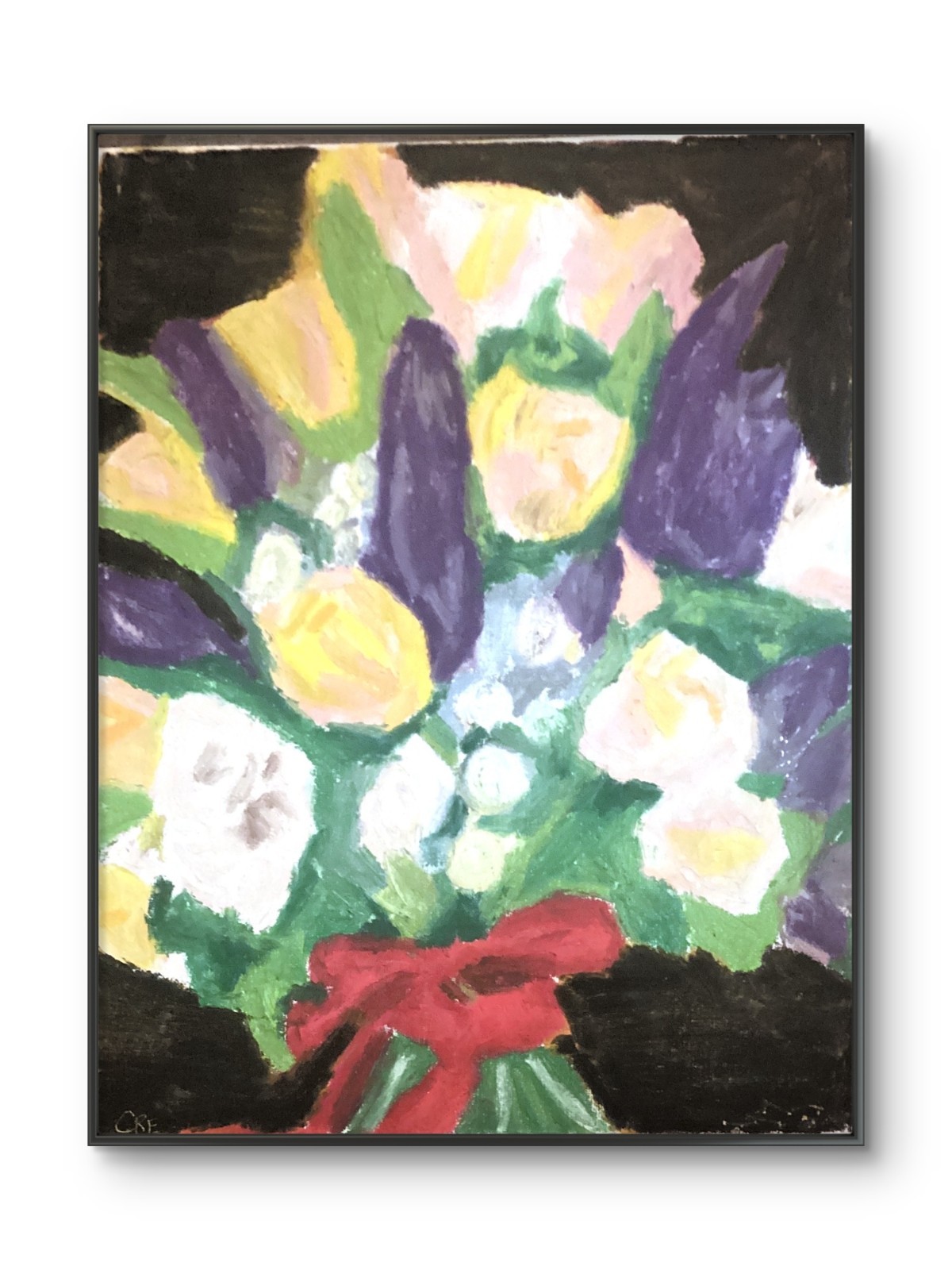 Textured Tulip Yellow Purple Spring Wedding Flowers Canvas Art Original 11×14