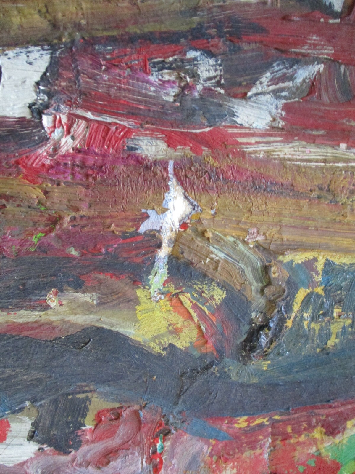 LARGE OIL PAINTING ABSTRACT EXPRESSIONIST MODERNIST KLEBANOFF CHUNKY COLORFUL
