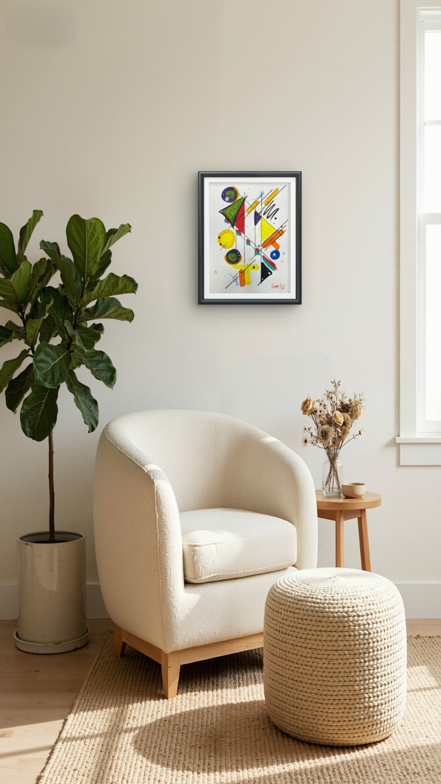 Hunt original: Acrylic on Paper Graphic Artwork 9×12 Colorful Unique Shapes