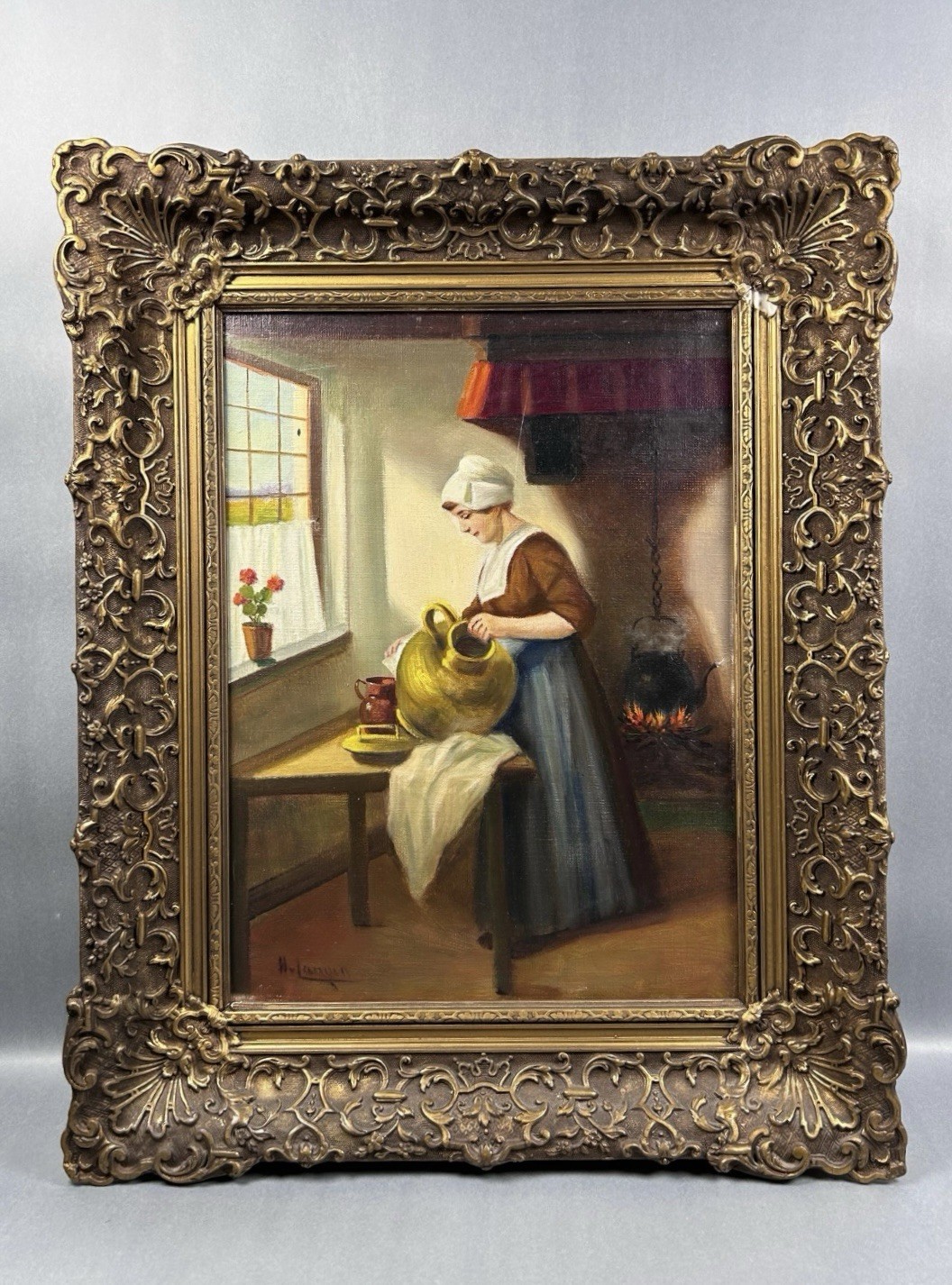 Vintage Dutch Oil Painting Hendrik van Langen Every Day Still Life SIGNED
