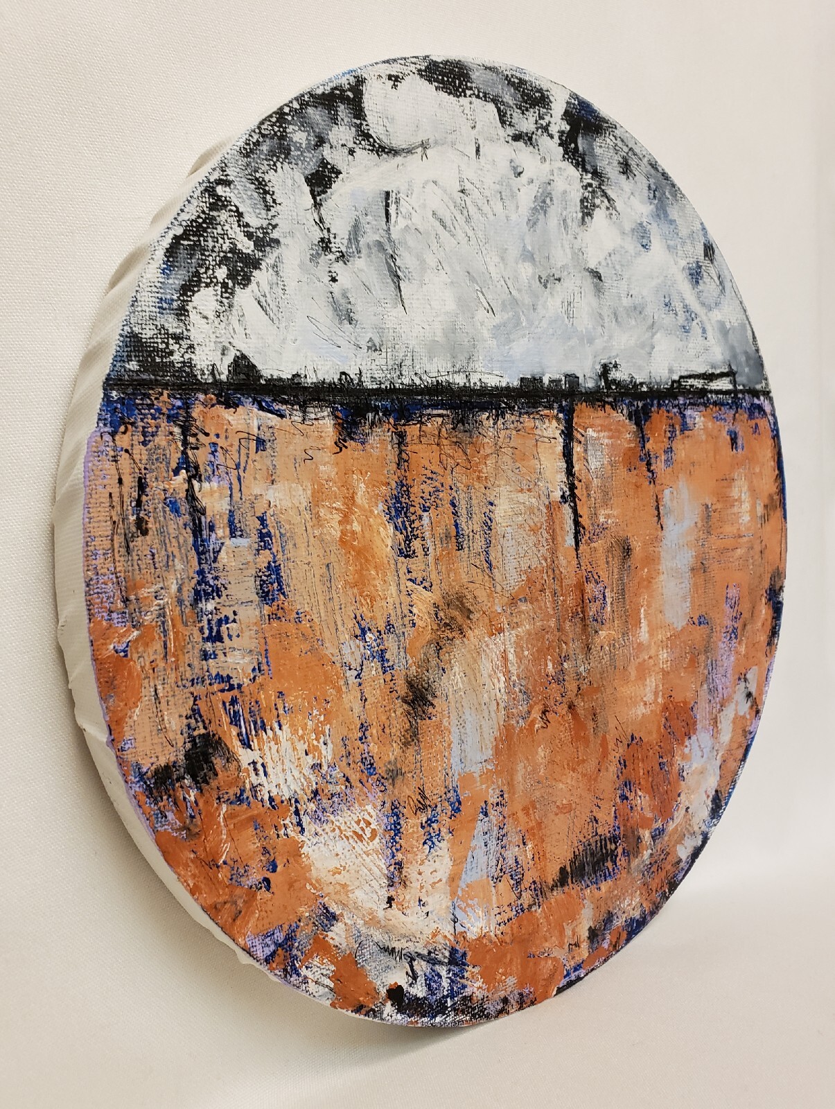 No.572 Original Abstract Modern Minimal Round Painting By K.A.Davis Art