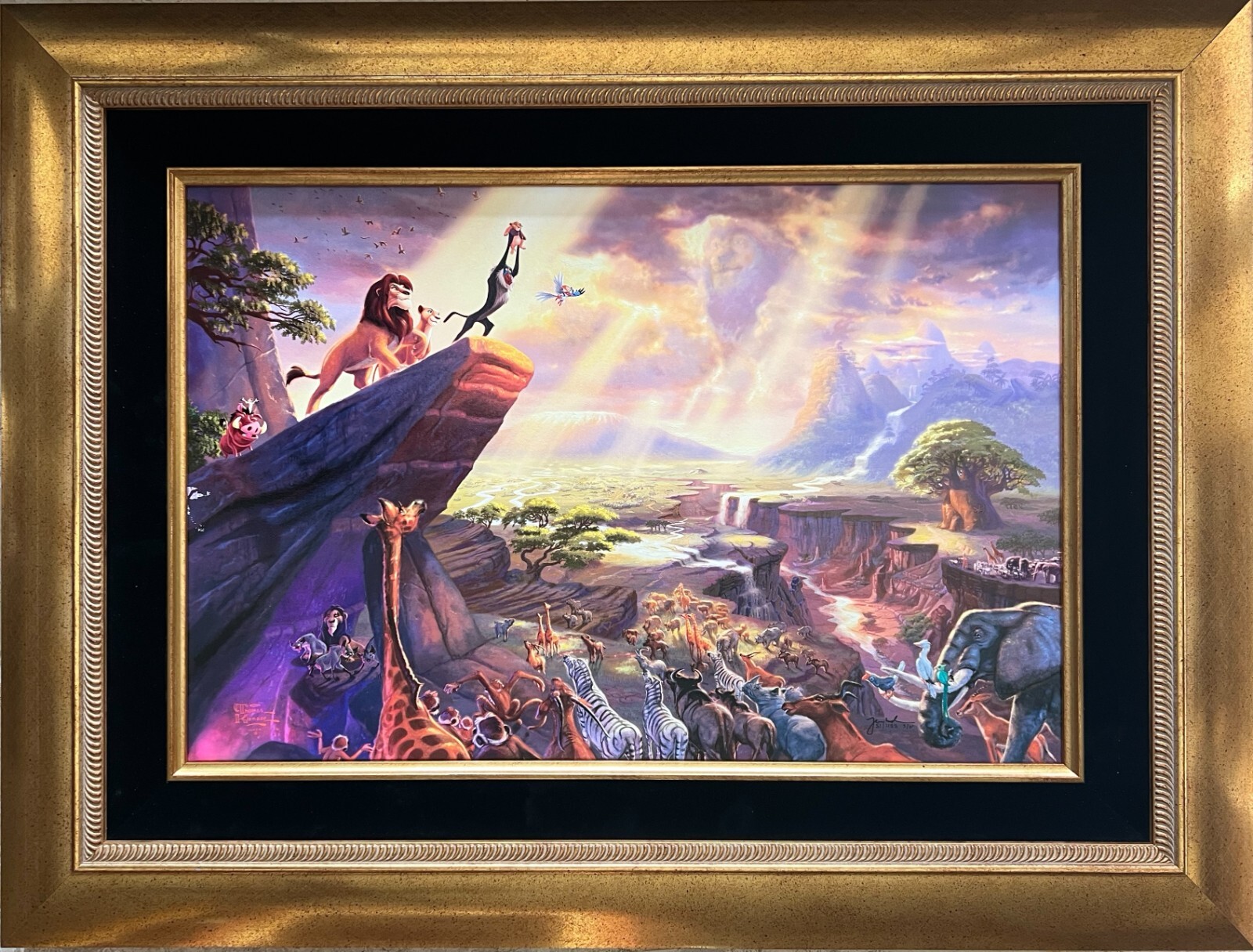 THOMAS KINKADE «THE LION KING » S/N 18″ X 27″ HAND EMBELLISHED GICLEE CANVAS