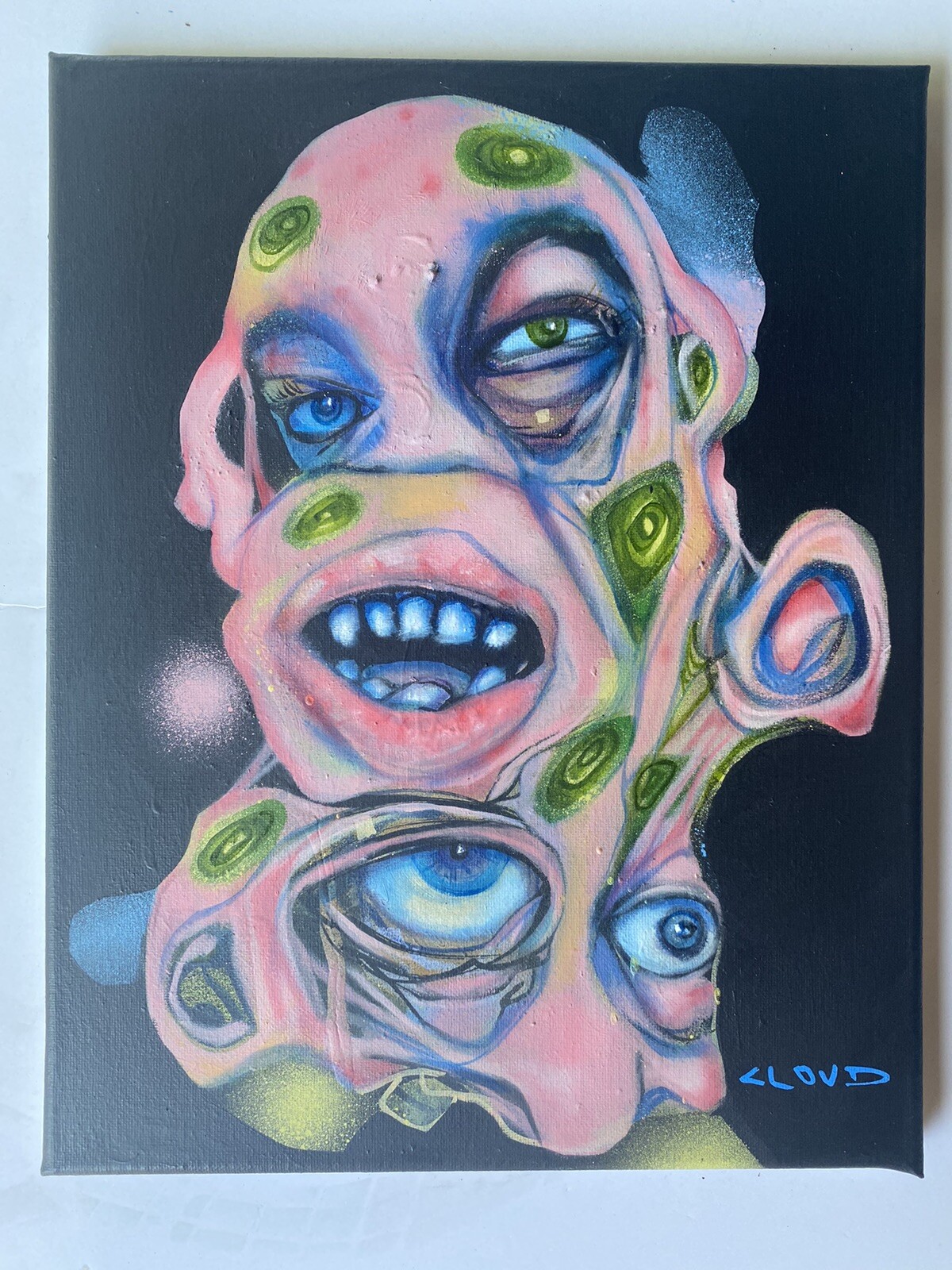 Original Art Outsider Urban Surreal Trippy Portrait Oil Modern Lowbrow Fine