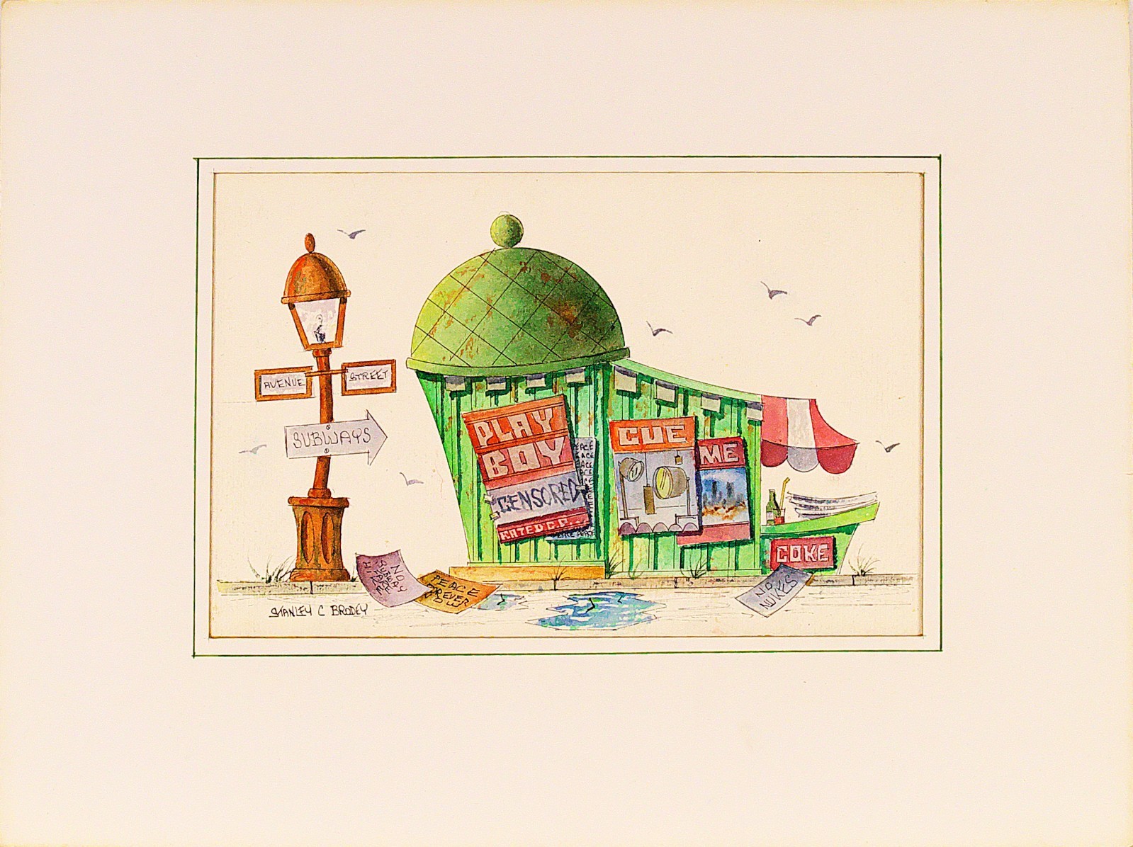 Stanley Brodey ( American,1920-2001) Original Watercolor Mixed Media Painting