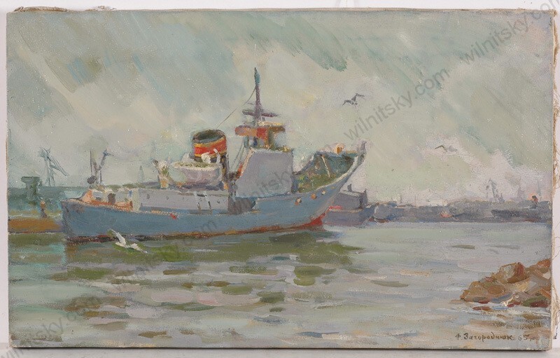 Fedor Ivanovich Zagorodnyuk (1922-2004) «In Harbor», 1965, Oil Painting (1)