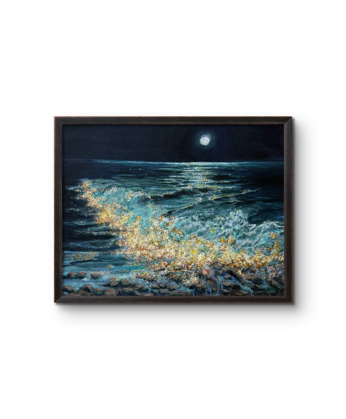 PACIFIC COAST EXPRESSIONISM 14X11 NIGHT WAVES ABSTRACT ORIGINAL ART MODERN HOME