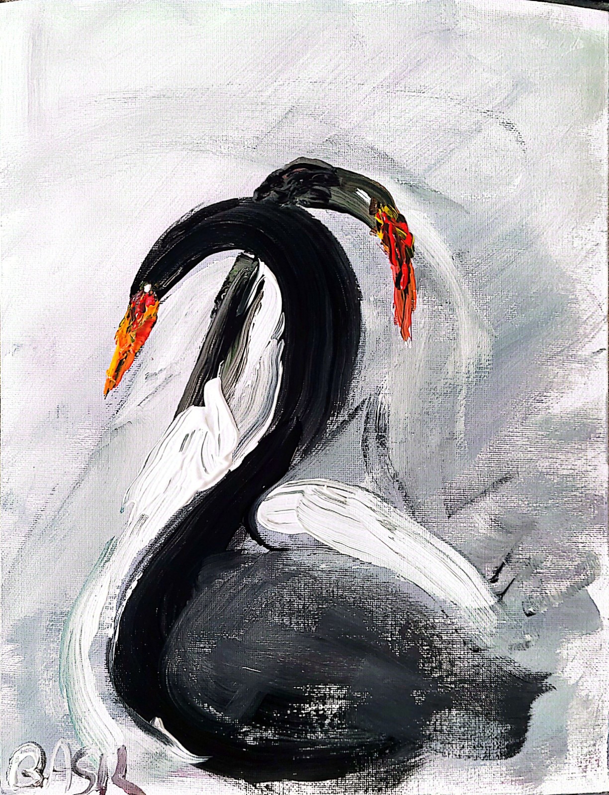Swans Original Expressionism Acrylic Abstract Canvas