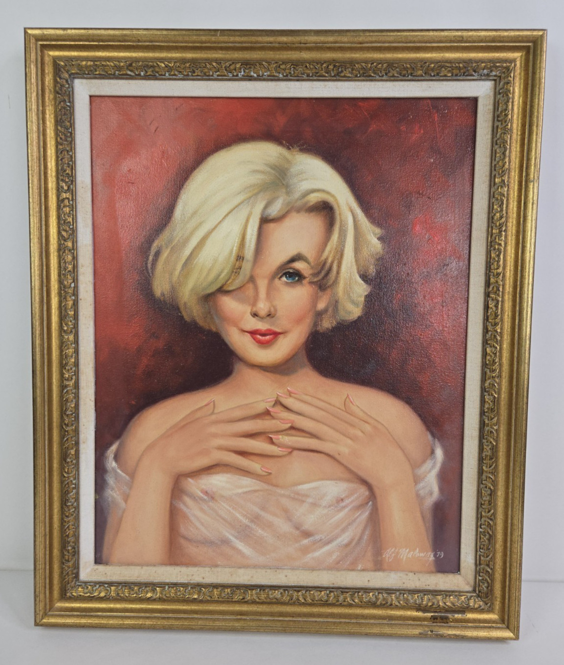 Marilyn Monroe by Alfred (Alf) Maloway, 1979 Oil Painting on Canvas, Framed
