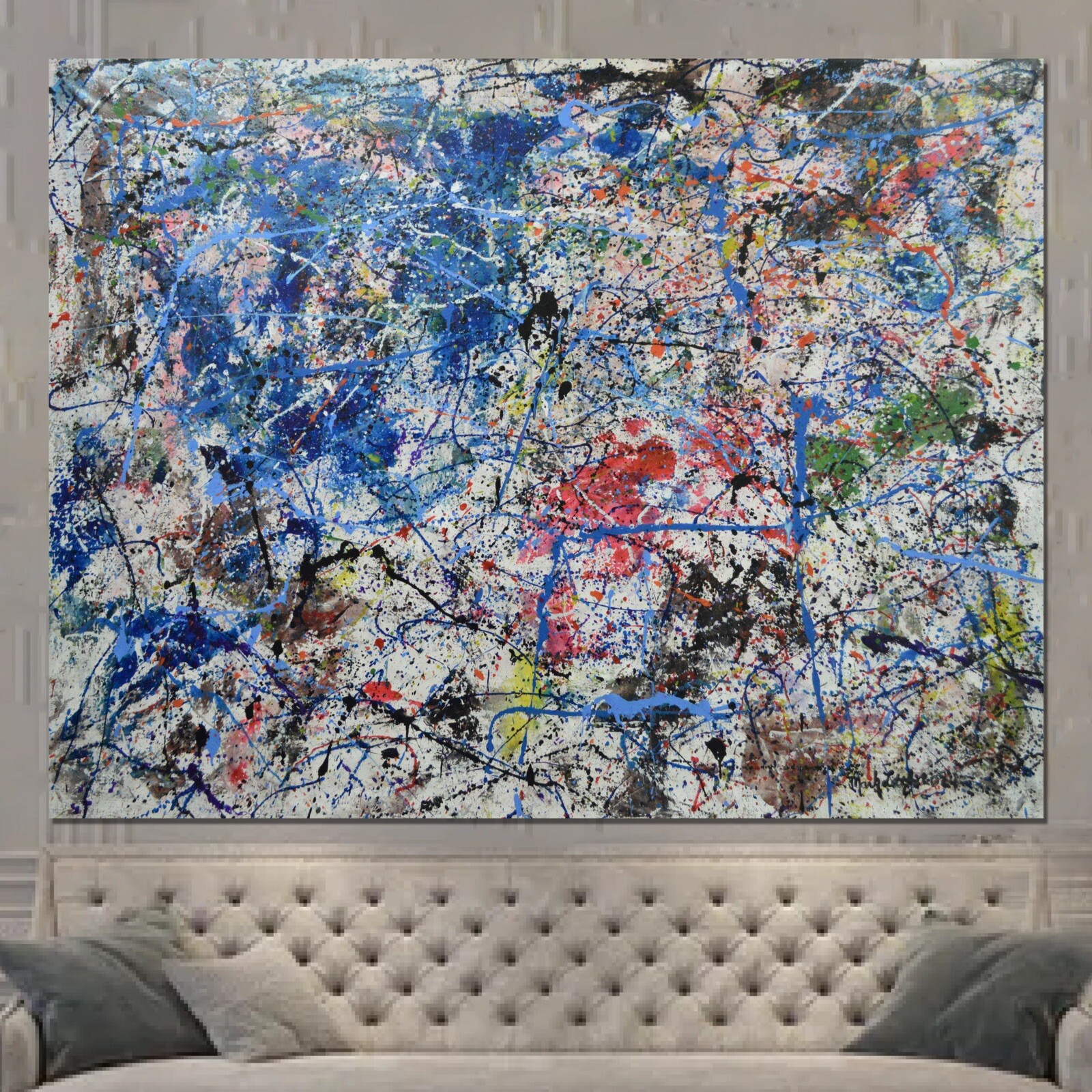 Jackson Pollock style Professional Painting 84”X62” (7 Foot) Abstract Modern XL