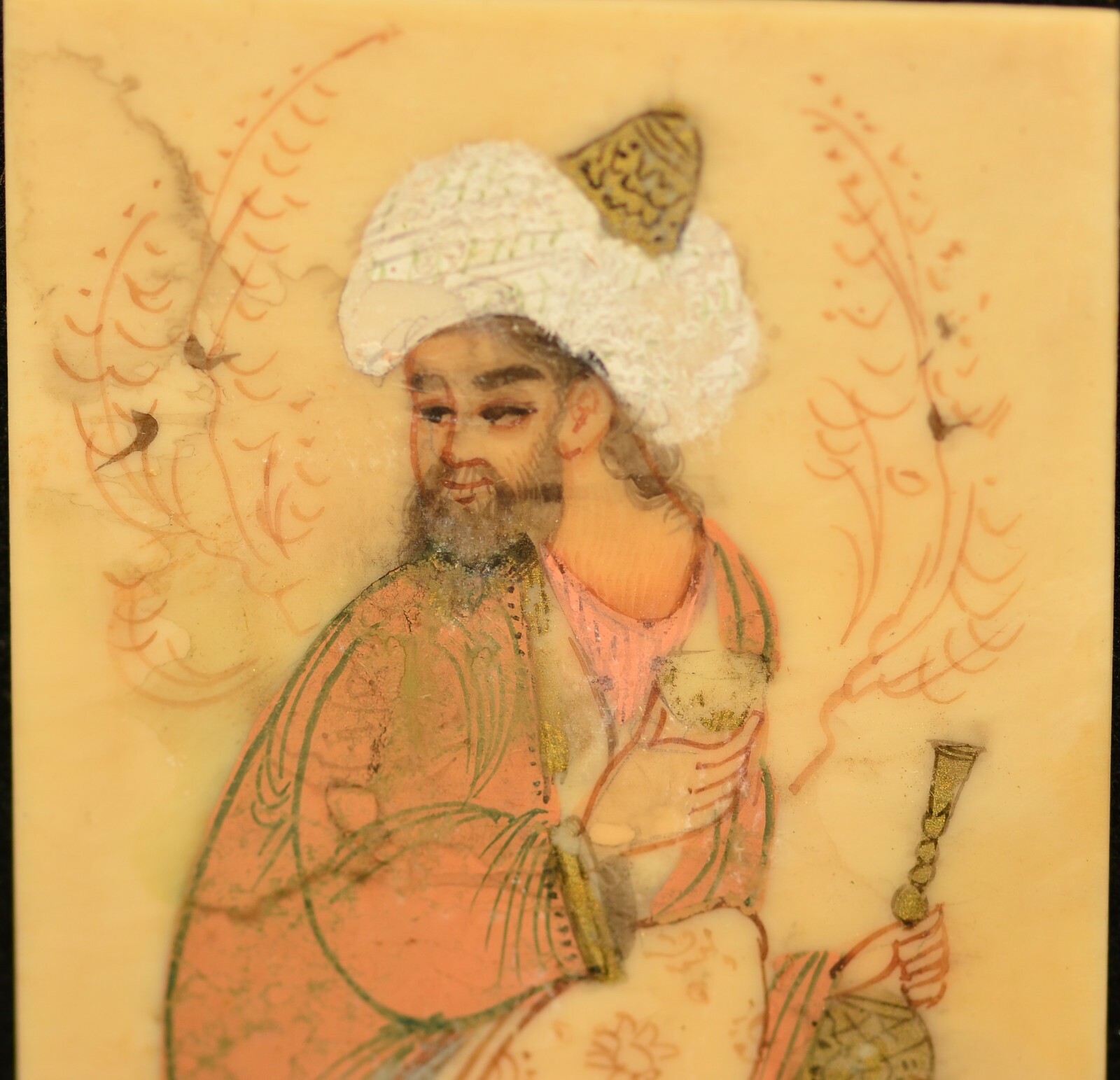 Antique Original Vintage Artist Signed Persian Miniature Portrait Oil Painting