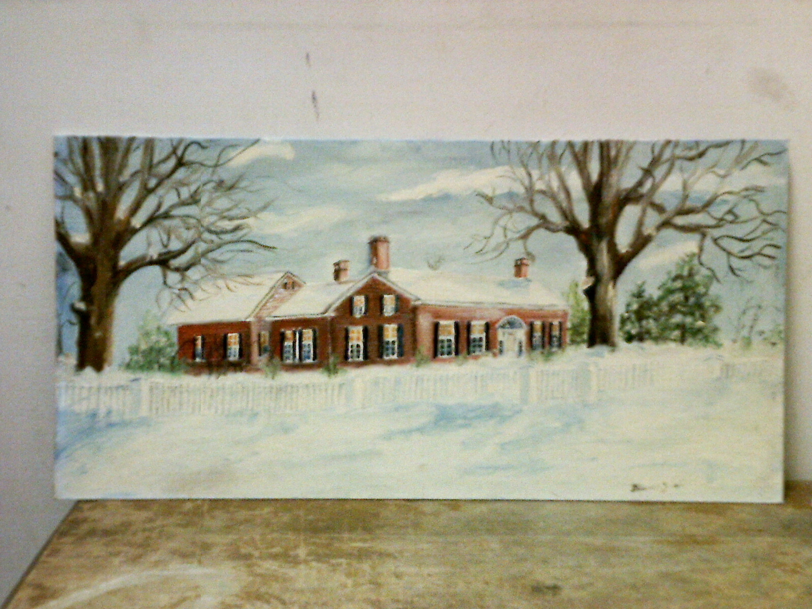 FRANCIS ZECCHINI(1889-1989) WINTER SCENE WITH BRICK HOUSE, KENNEBUNKPORT, MAINE