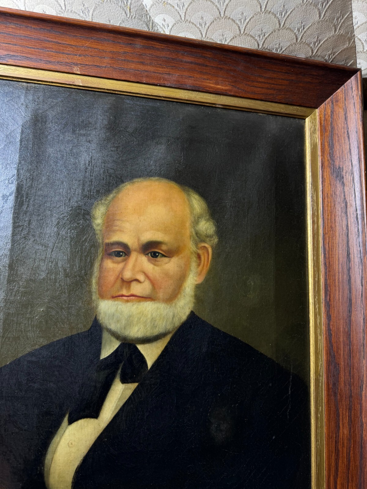 Superb American School «Formal Adult Male Portrait» Oil Painting – Framed