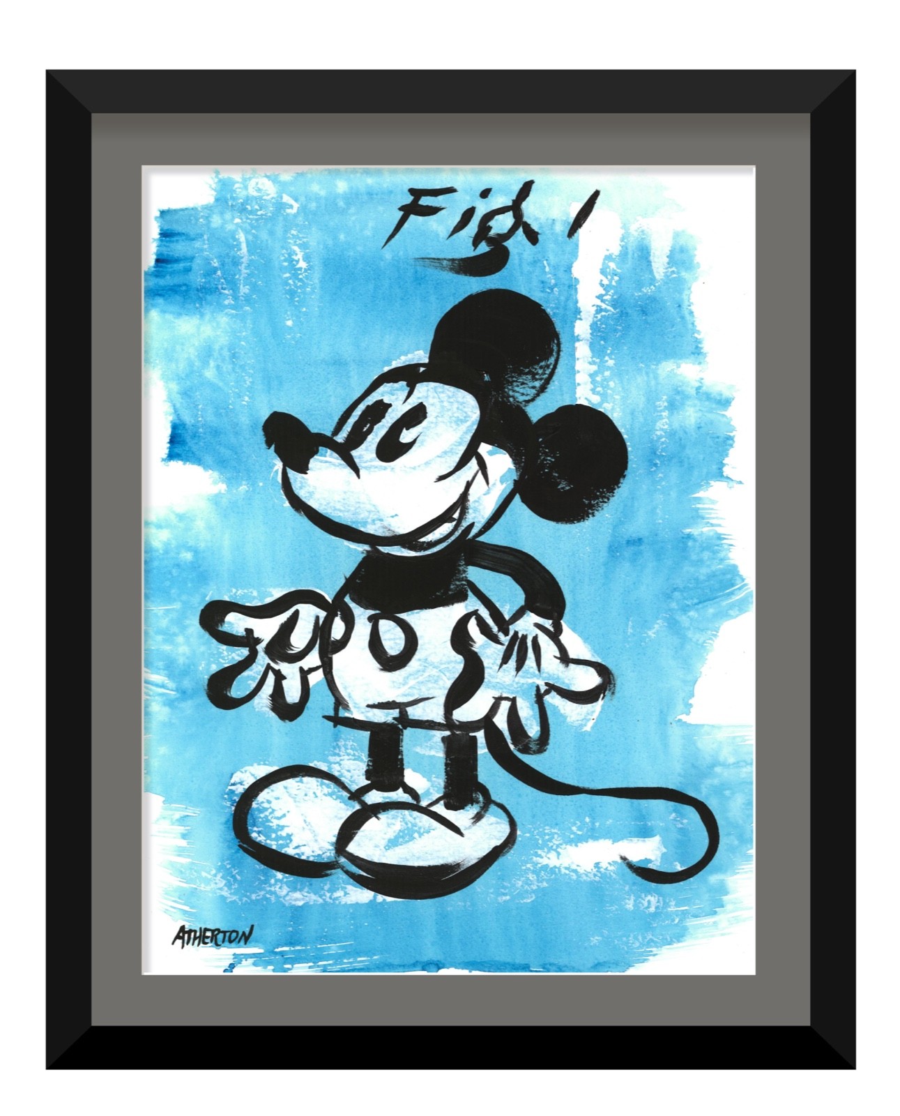 Atherton 9×12 Original Pop Art Original Mouse Painting «Fig. 1 Mickey 2» signed