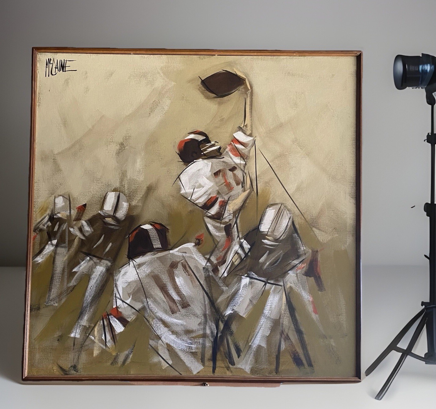 Mid Century Modern 1960s NFL Football Painting by McCaine LARGE 4ft x 4ft