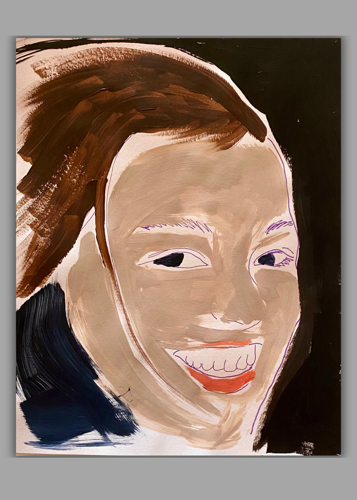 Original Acrylic Painting Smiling Mask 11×14 Expressionist Signed Paper Art