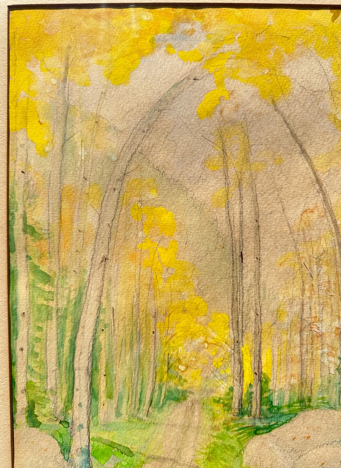 Bert G. Phillips (1868–1956) Watercolor Aspen Forest Path Scene Painting
