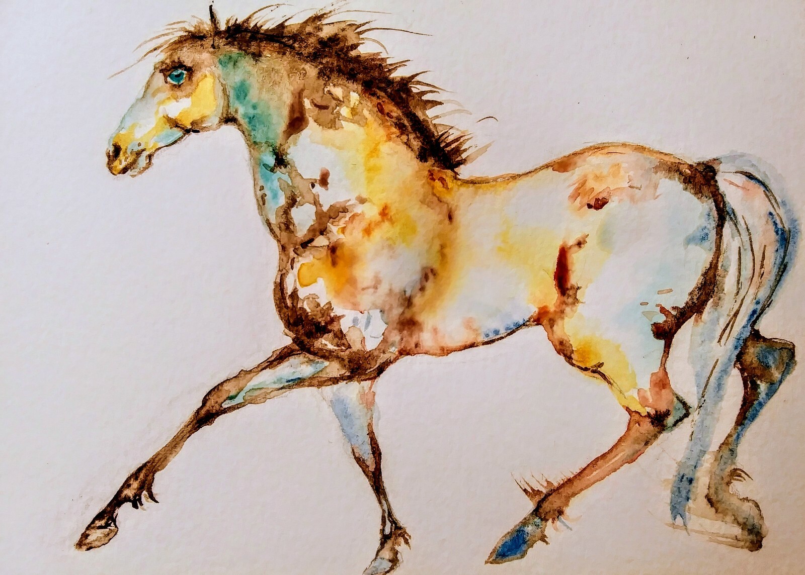 Nature lover gift,horse art Original watercolor painting
