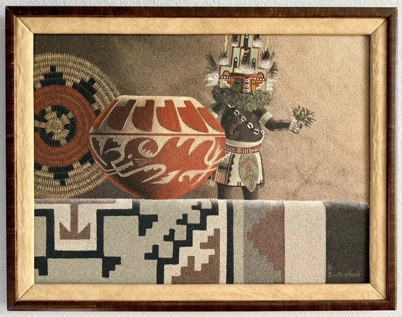 Eugene Baatsoslanii Joe Navajo Sand Painting Signed “Hem is Victor” Art