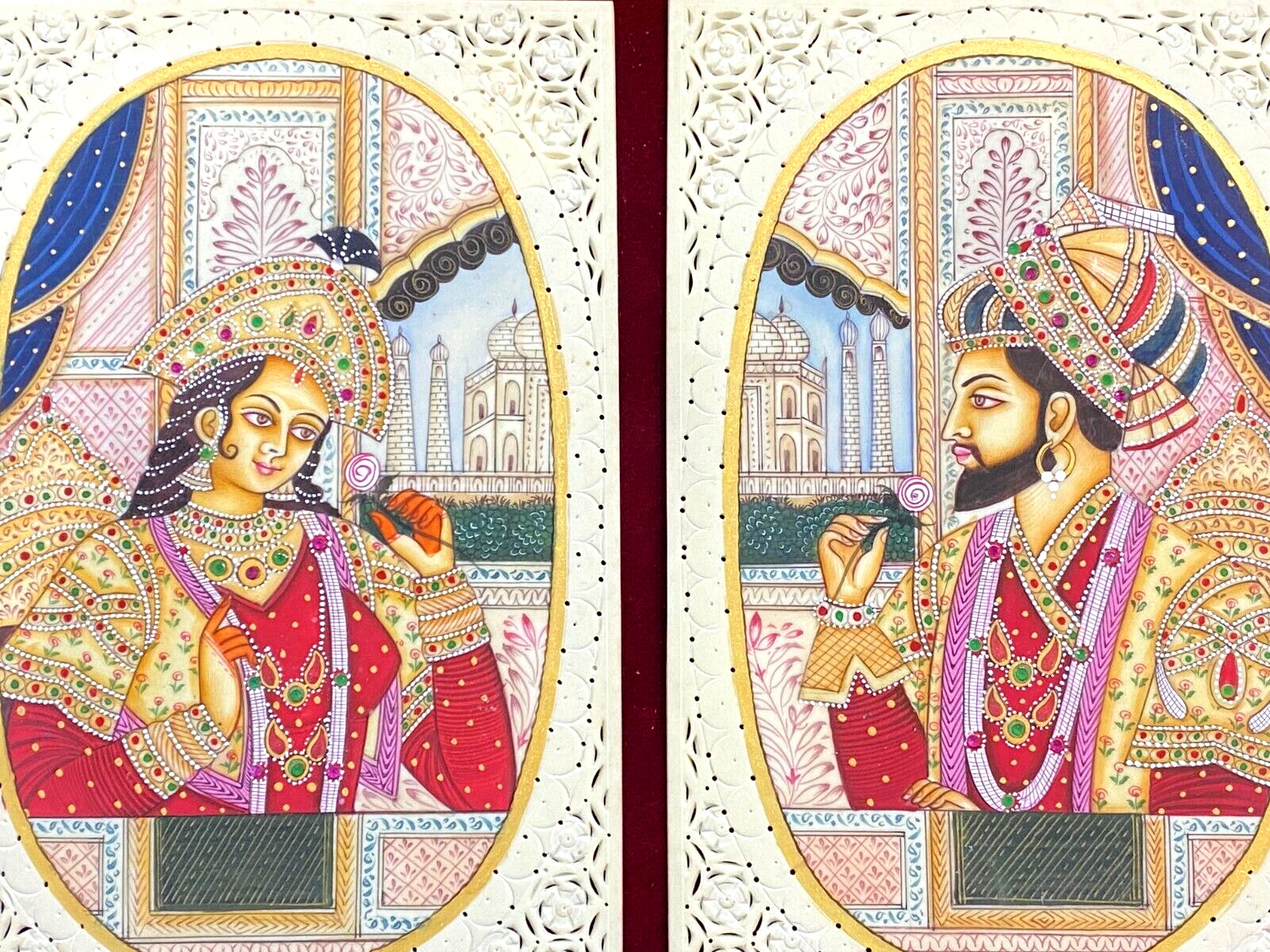 Shah Jahan Mumtaz Painting Beautiful Mughal Detailed Meaningful Art Rare Art