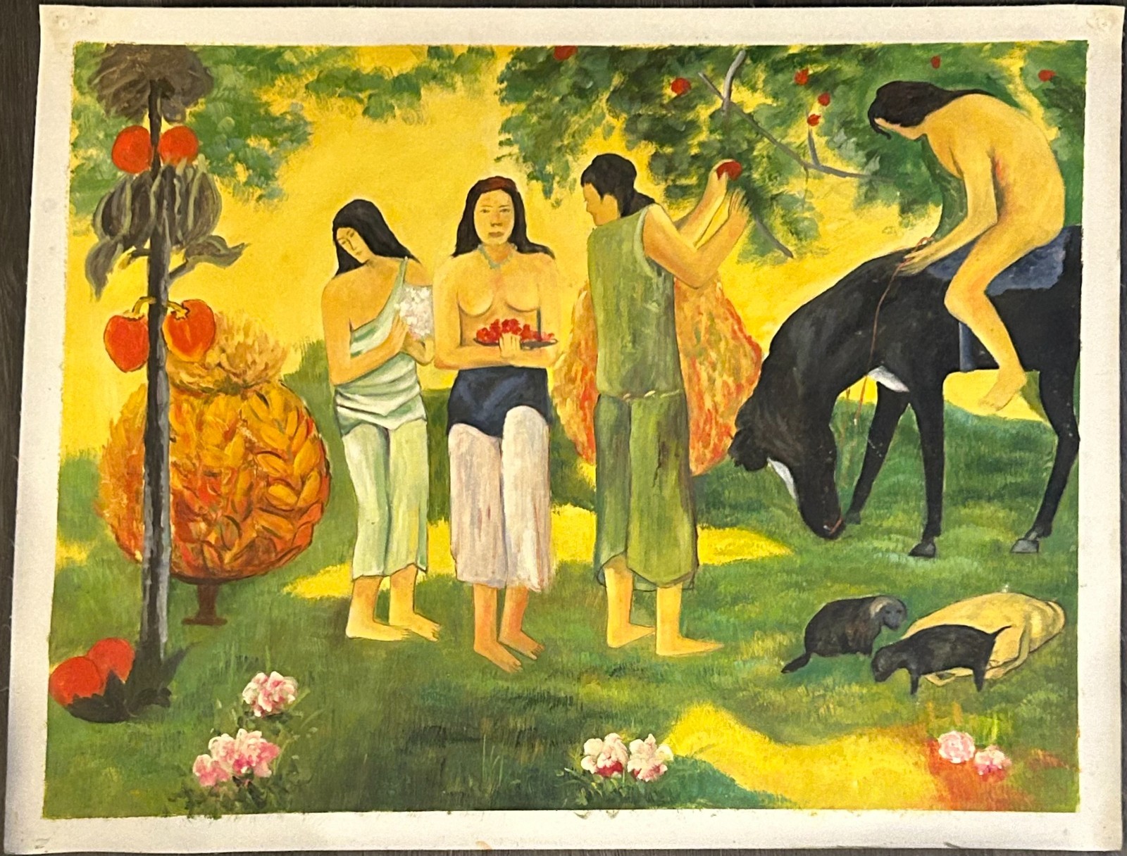 Hand-Painted Reproduction «Rupe Rupe (Fruit Gathering)» on Canvas Paper 27×35.