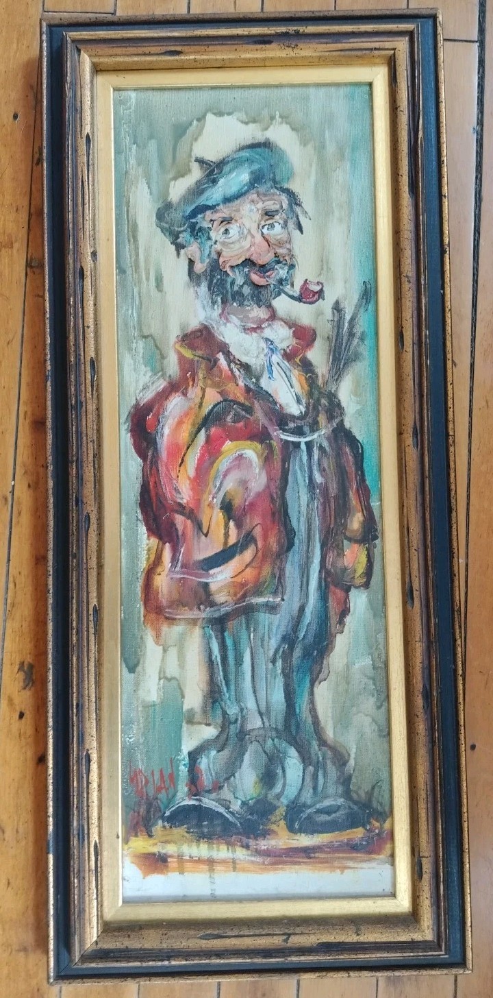 MCM Original Oil Painting Frenchman Clochard Heavy Impasto Rama Lorian 27 1/2″