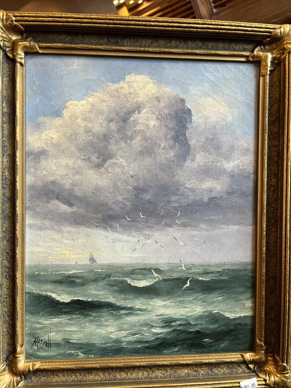Antique Original Oil Painting by Imogene Robinson Morrell Seascape Nice! 11×14