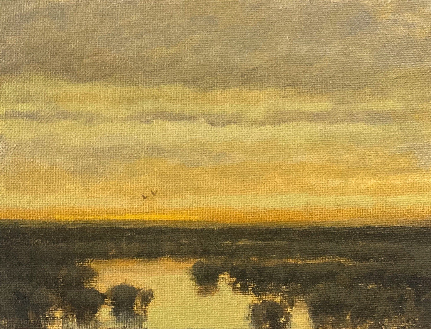 Twilight Wetlands Realism Landscape OIL PAINTING ART IMPRESSIONIST Original Glow