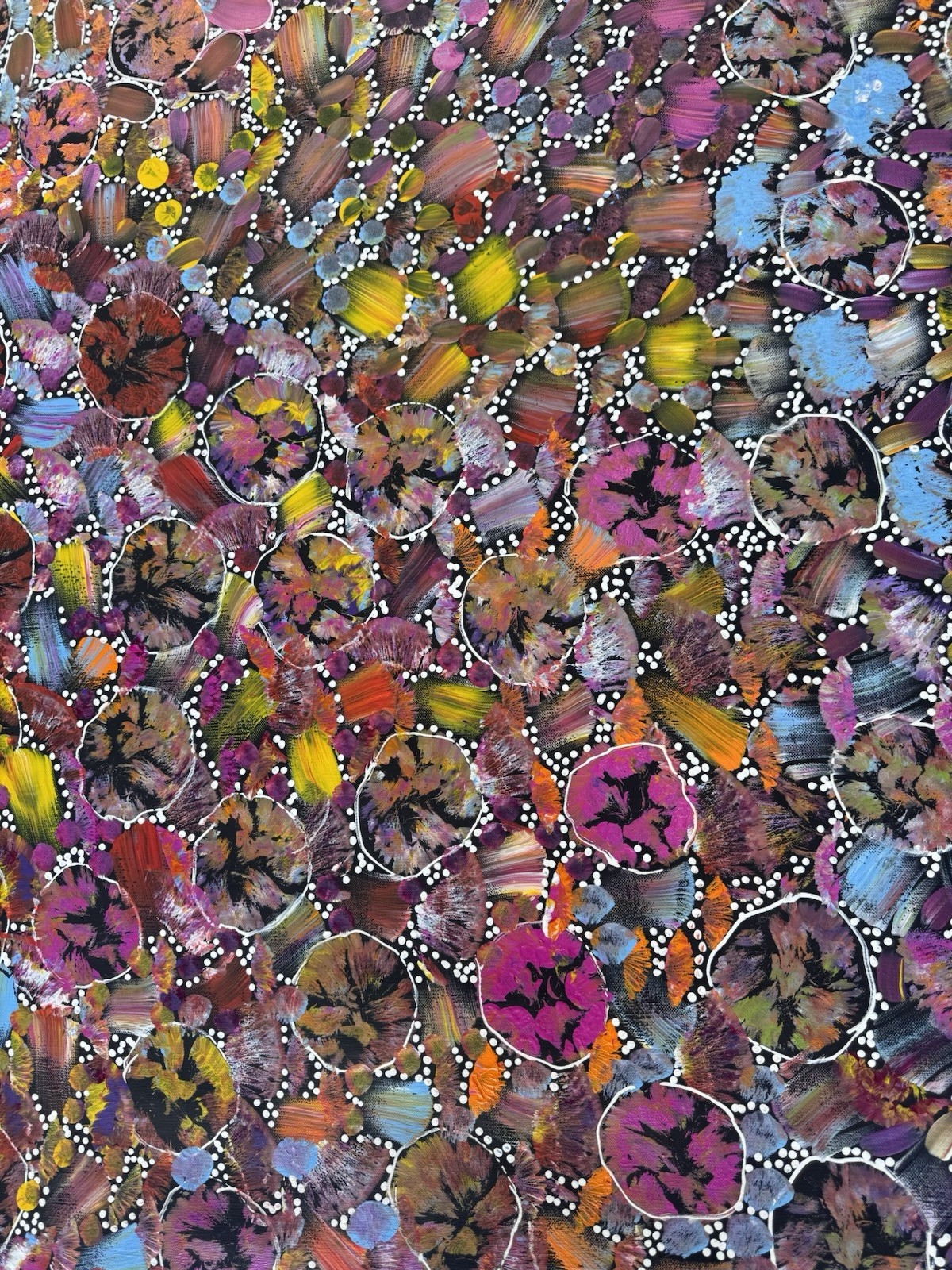 Rachael Nambula. Authentic Aboriginal Art. Size 150cm x 95cm ,Pencil Yam