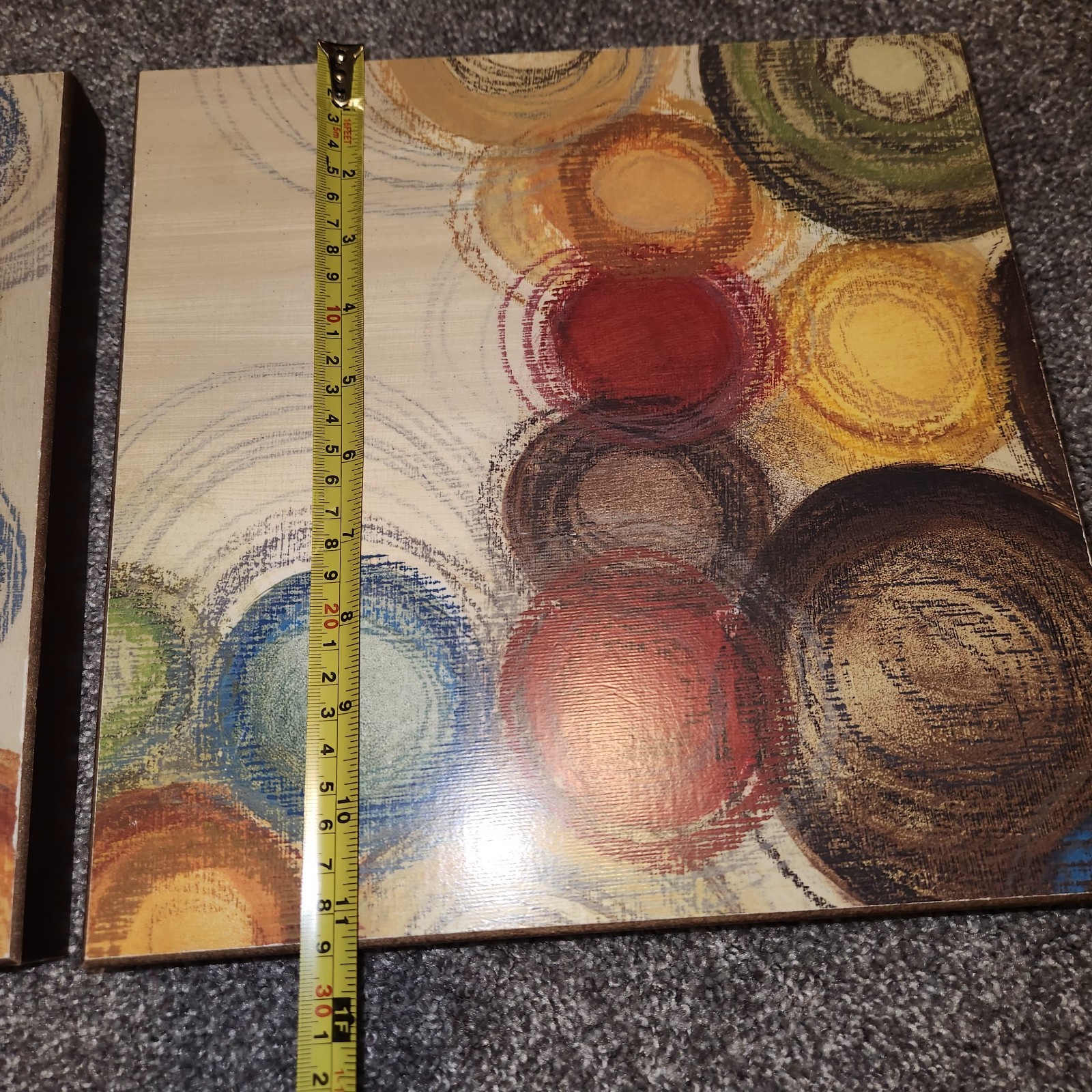 Colorful Whimsy Set Of 2 Contemporary 11 1/4 Inch Square Wood Pictures Circles